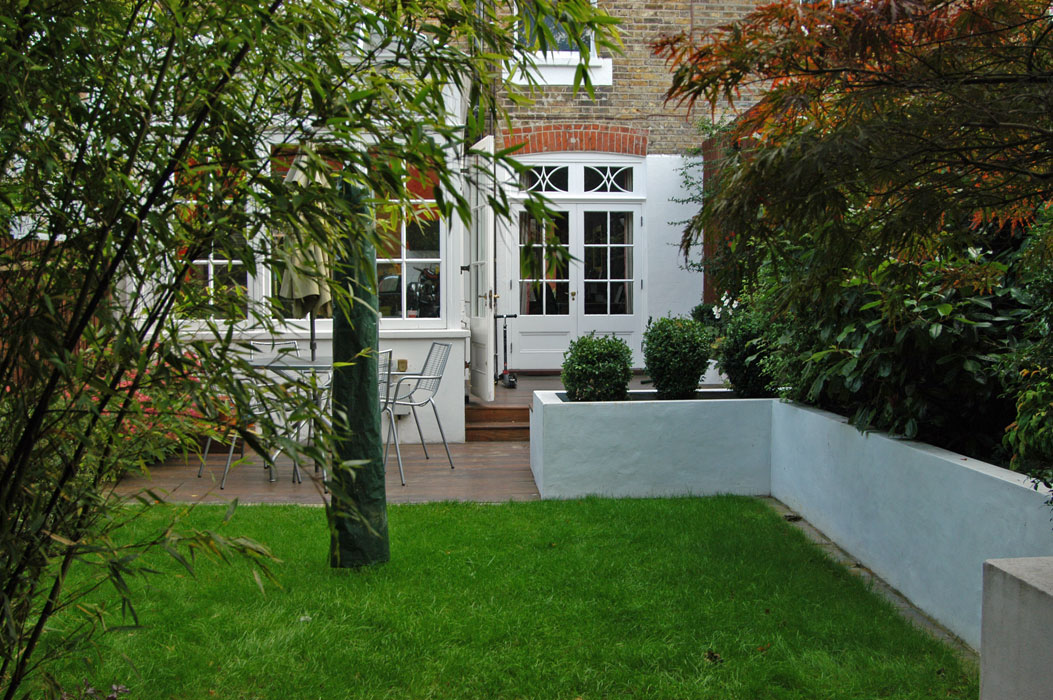 Looking back to the house and deck terrace